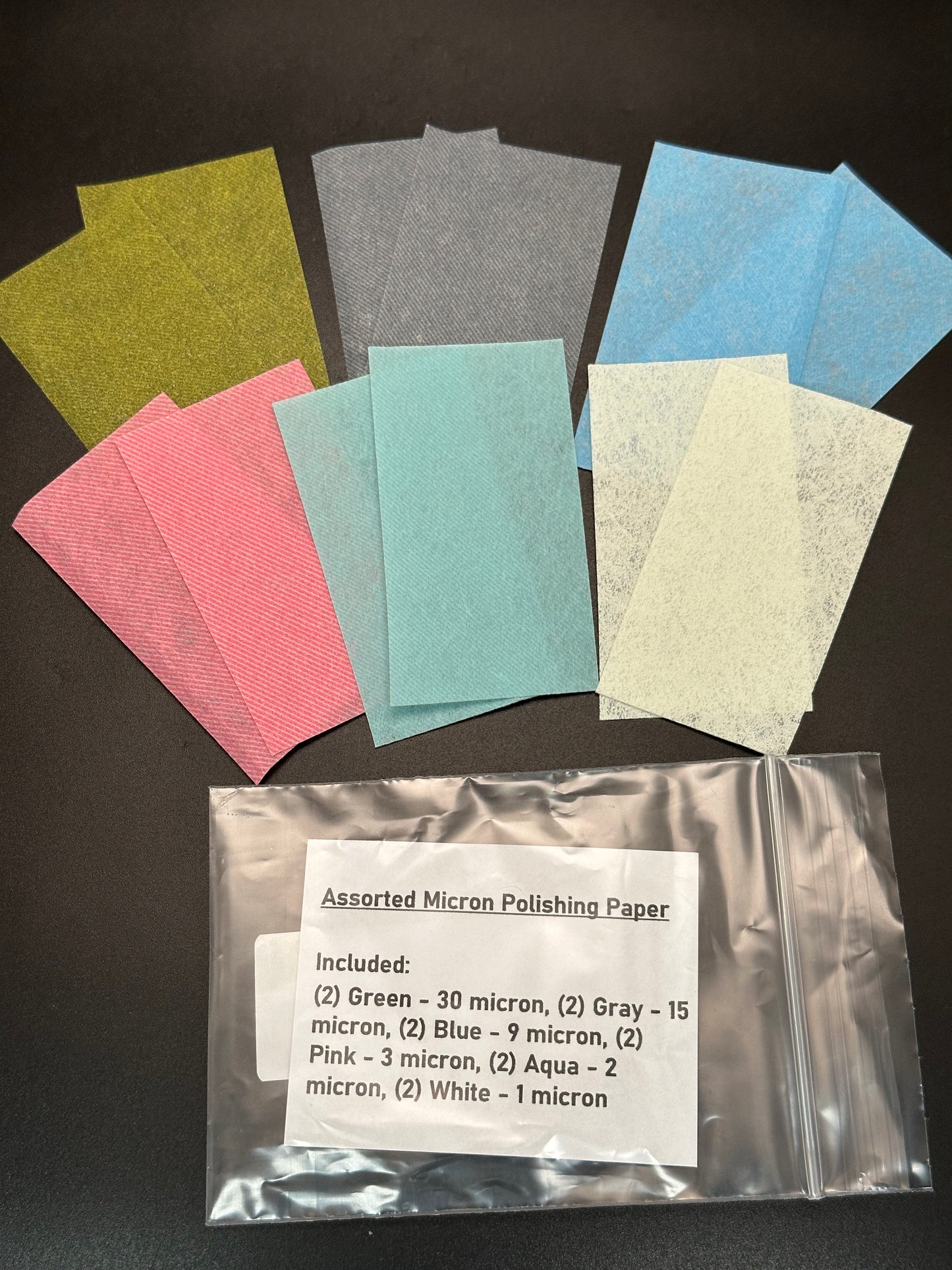 Micron polishing paper assortment